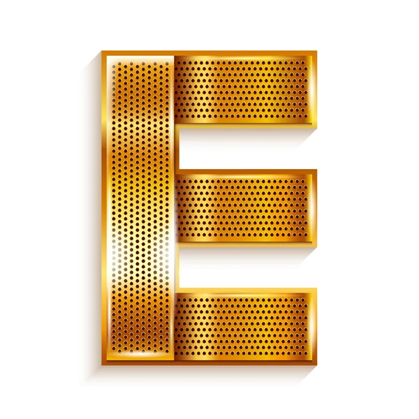 Letter metal gold ribbon - E — Stock Vector