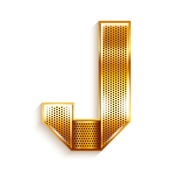 Letter metal gold ribbon - J — Stock Vector