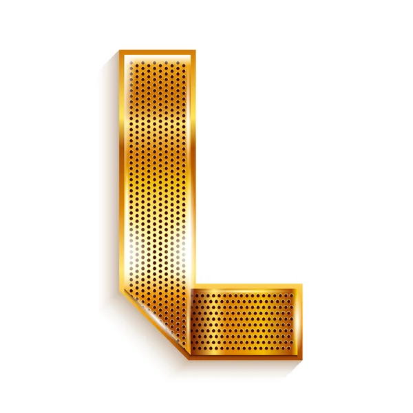 Letter metal gold ribbon - L — Stock Vector