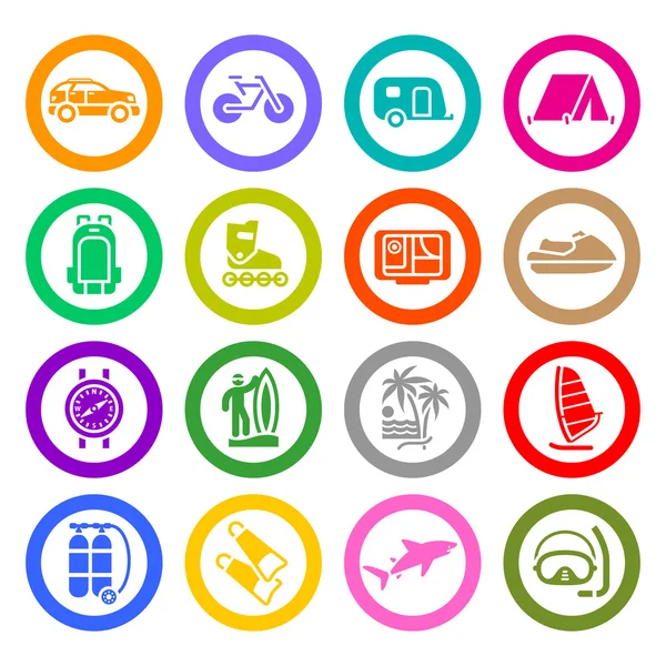 Vacation, Recreation & Travel, icons set — Stock Vector