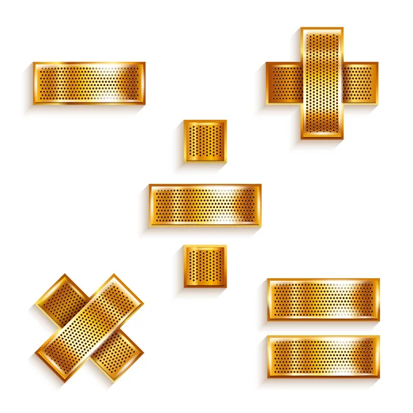 Letter metal gold ribbon Mathematical signs — Stock Vector