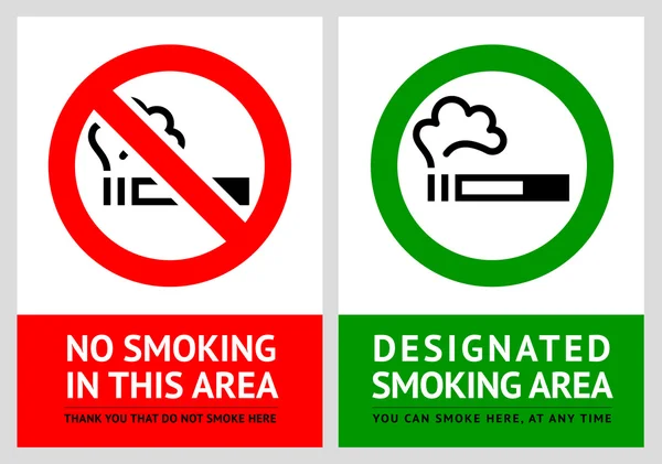 No smoking and Smoking area labels - Set 10 — Stock Vector