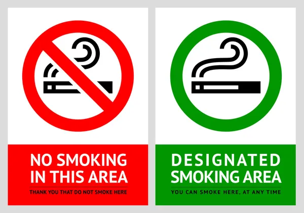 No smoking and Smoking area labels - Set 8 — Stock Vector