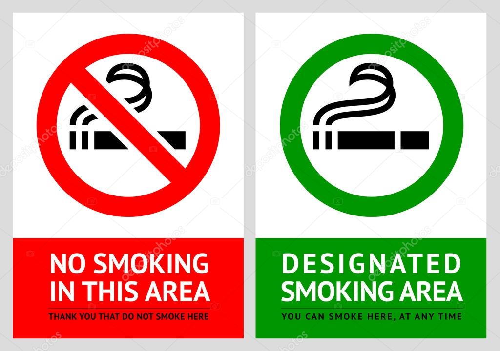 No smoking and Smoking area labels - Set 6