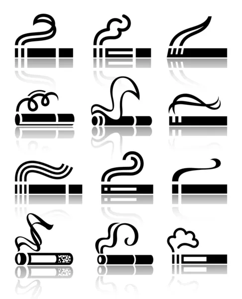 The set of black symbols cigarettes — Stock Vector