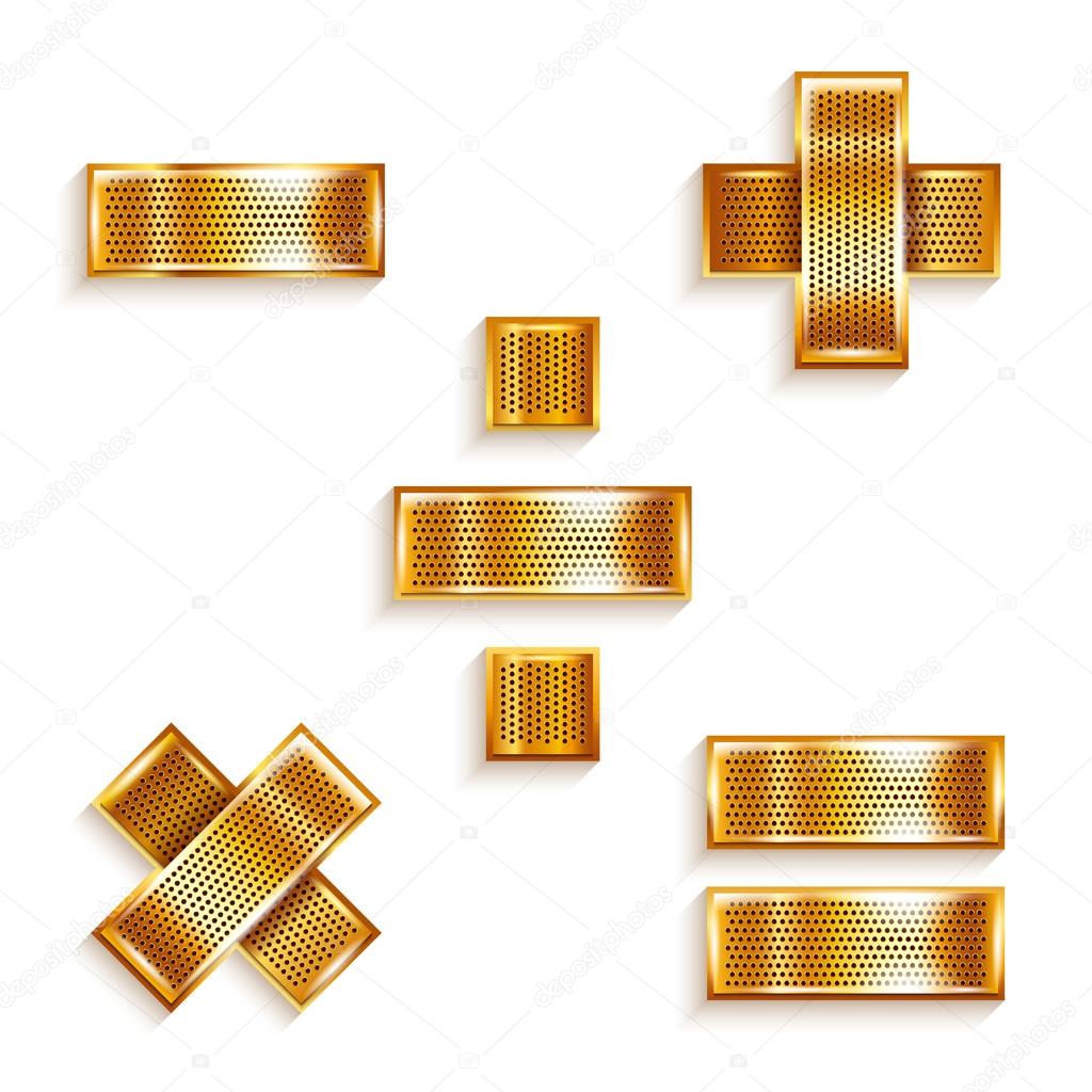 Letter metal gold ribbon Mathematical signs