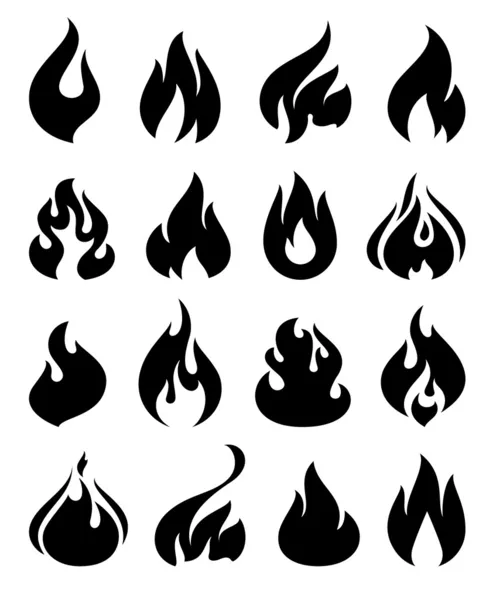 Fire flames, set icons — Stock Vector