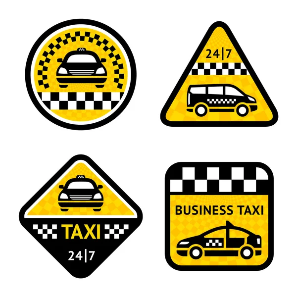Táxi - definir quatro adesivos — Vetor de Stock