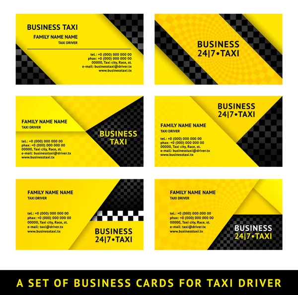 Taxi con tarjeta de visita - noveno set — Vector de stock