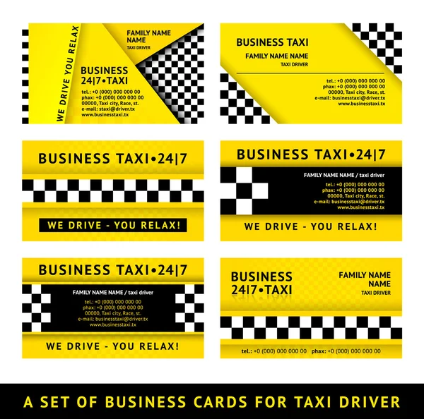 Taxi con tarjeta de visita - décimo set — Archivo Imágenes Vectoriales