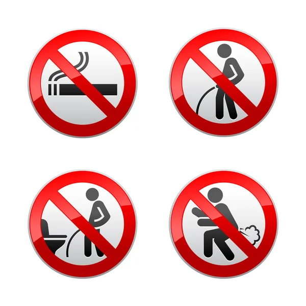 Definir sinais proibidos - autocolantes higiénicos —  Vetores de Stock