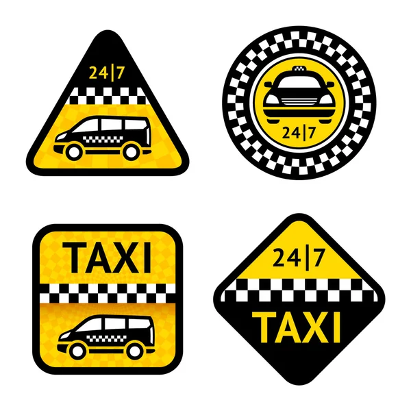 Taxi - set négy Címkék — Stock Vector