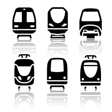 Set of transport icons - Train and Tram clipart