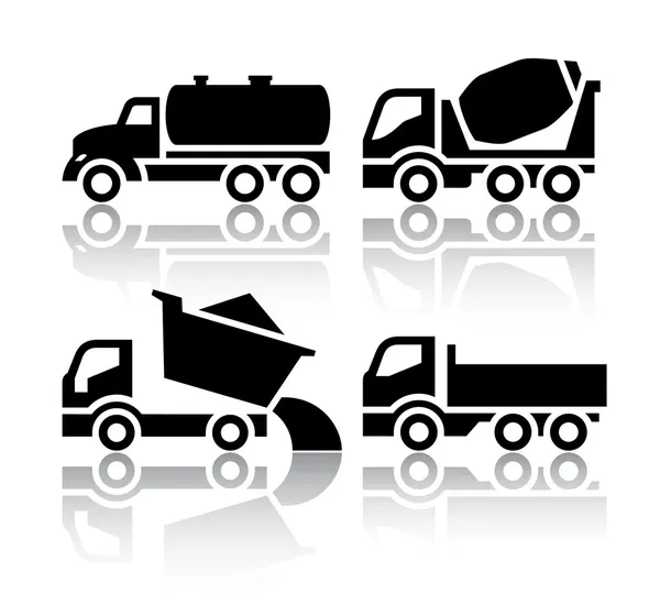 Set of transport icons - Tipper and Concrete mixer truck — Stock Vector