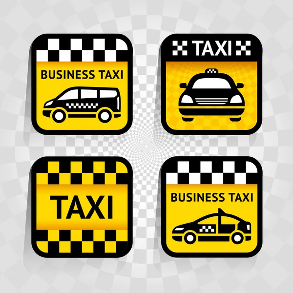Taxi - establecer pegatinas cuadradas — Archivo Imágenes Vectoriales