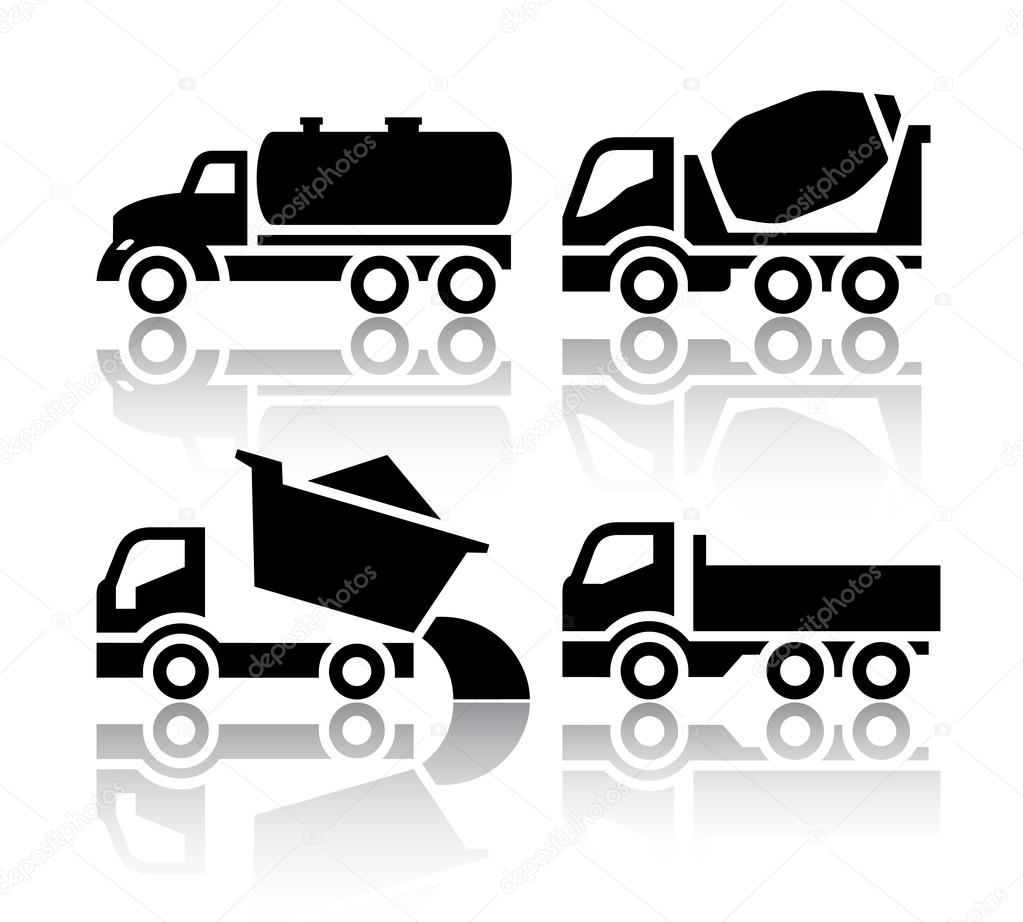Set of transport icons - Tipper and Concrete mixer truck