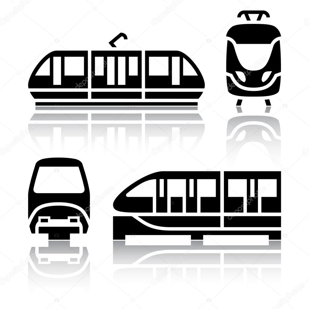 Set of transport icons - Monorail and Tram