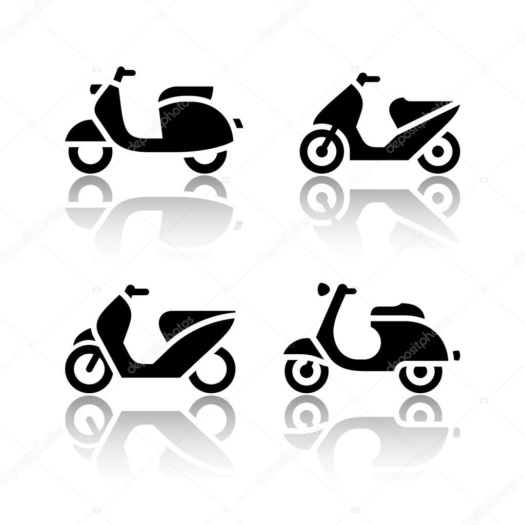Set of transport icons - scooter and moped