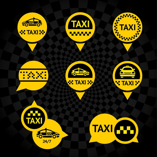 Taxi - Emblemas amarillo — Vector de stock