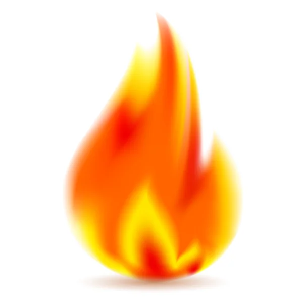 Fuoco, fiamma luminosa su sfondo bianco — Vettoriale Stock