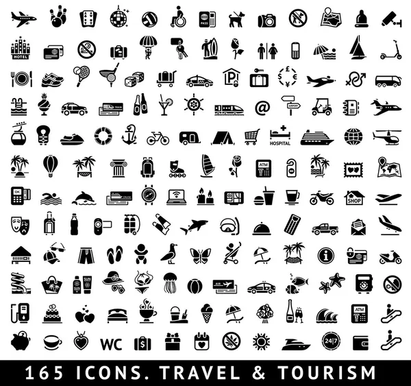 165 ikony. cestování a cestovní ruch Royalty Free Stock Ilustrace