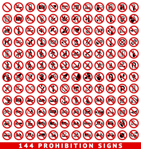 Prohibition signs, big set — Stock Vector