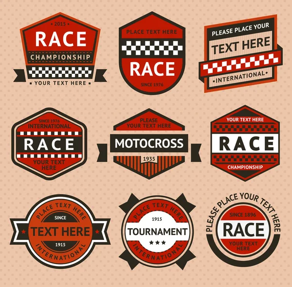 Racing jelvények set - vintage stílusú — Stock Vector