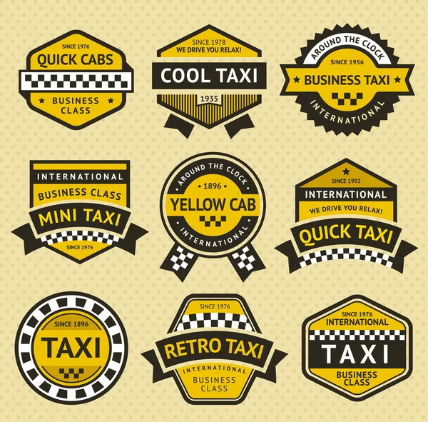 Taxi insignia conjunto de cabina, estilo vintage — Vector de stock