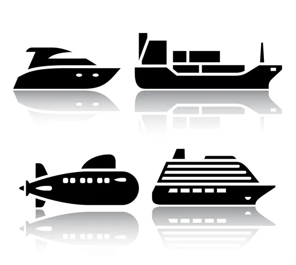 Set of transport icons - Water transport — Stock Vector