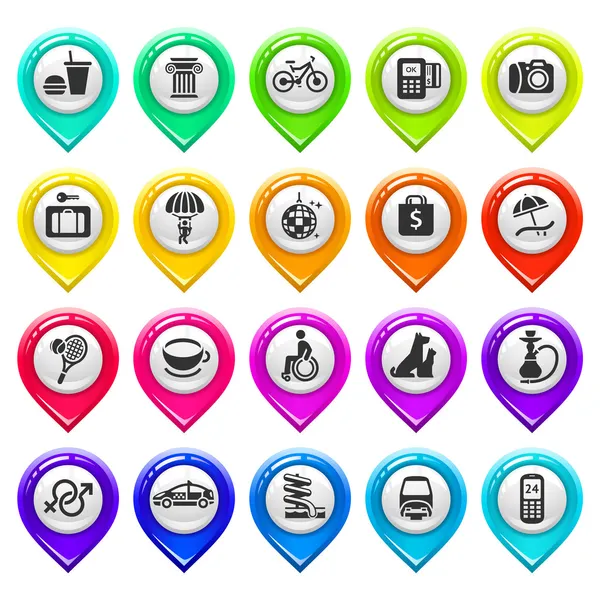 Map marker with icons-set two — Stock Vector