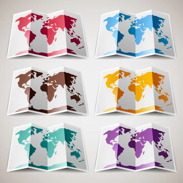 Reihe bunter Karten der Welt — Stockvektor