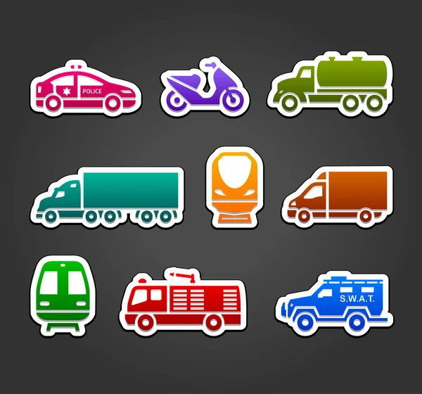 Conjunto de adesivos, símbolos de cor de transporte — Vetor de Stock