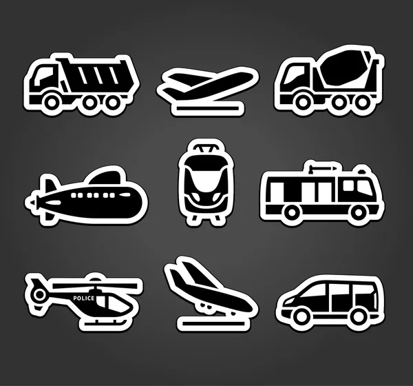 Set of stickers, transport color pictograms — Stock Vector