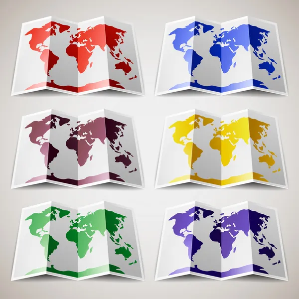 世界の着色された地図のセット — ストックベクタ