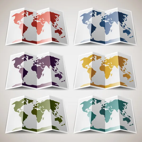 Set of retro colored Maps of the World — Stock Vector