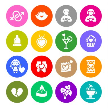 Sevgililer günü düğmeleri ayarlamak, romantik sembol seviyorum