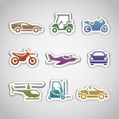 düz retro renkli çıkartmalar - set on