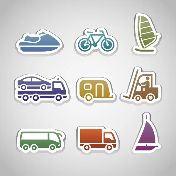 Plat retro kleur stickers - instellen acht — Stockvector