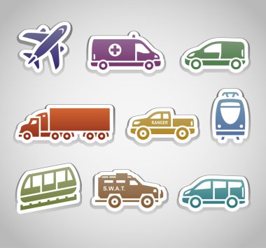 düz retro renkli çıkartmalar - set yedi