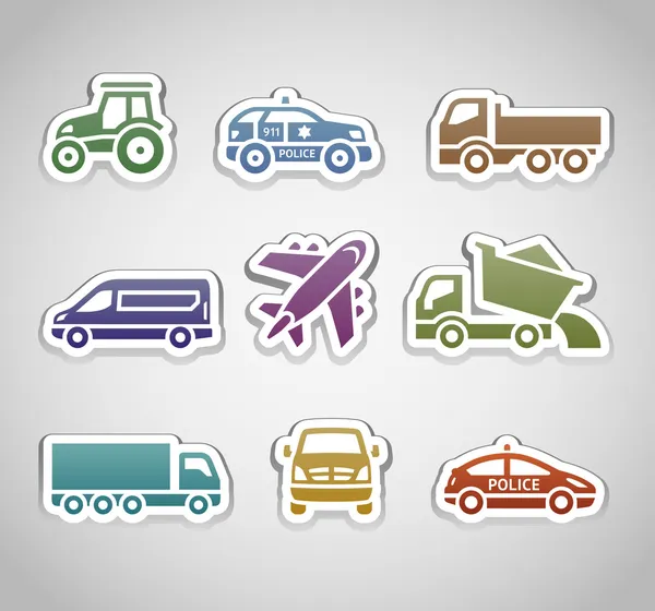 Plat retro kleur stickers - set vier — Stockvector