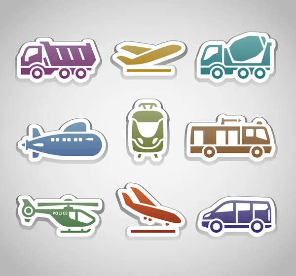 Stickers plat couleur rétro - set treize — Image vectorielle