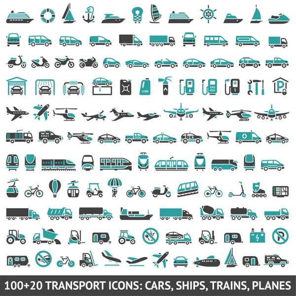 100 和 20 交通工具图标 — 图库矢量图片