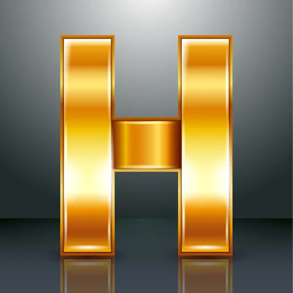 Letter metal gold ribbon - H — Stock Vector