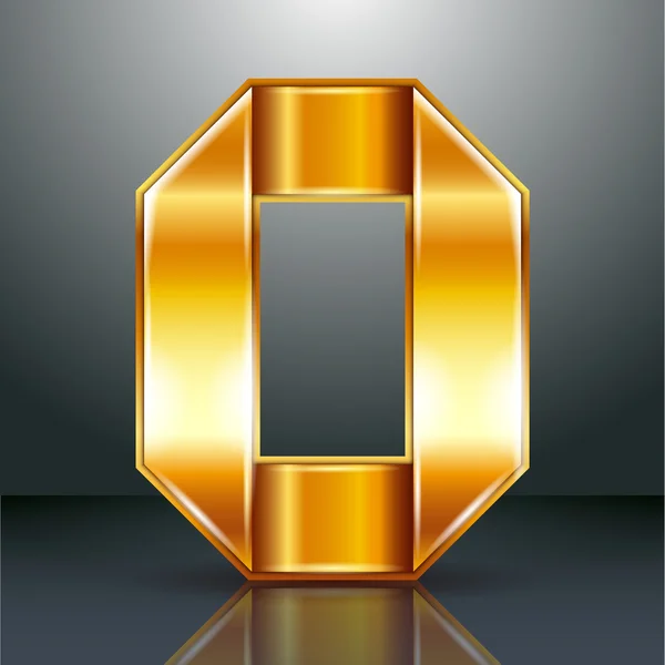 Lettre ruban d'or en métal - O — Image vectorielle