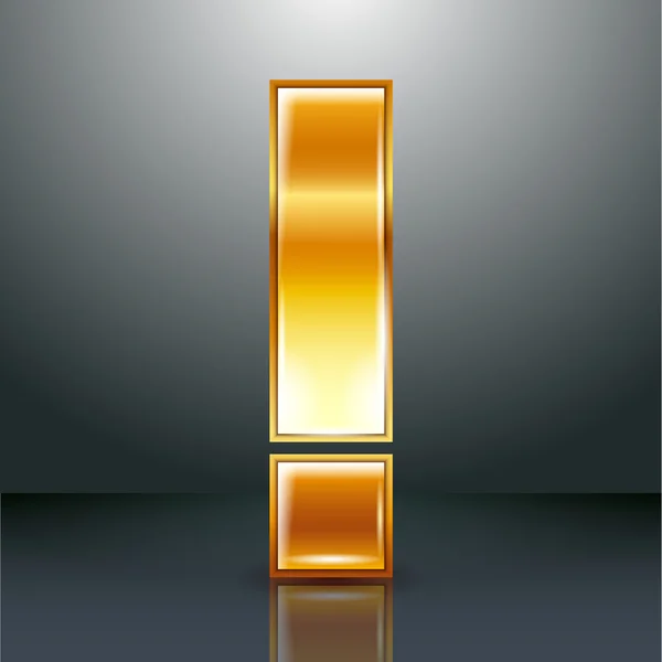Carta de metal cinta de oro - signo de exclamación — Vector de stock