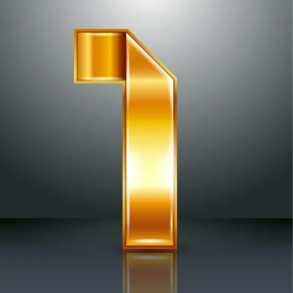 Nummer metalen goud lint - 1-one — Stockvector