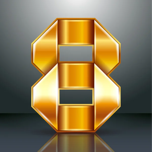 Αριθμός μετάλλων χρυσός κορδέλα - οκτώ 8 — Διανυσματικό Αρχείο