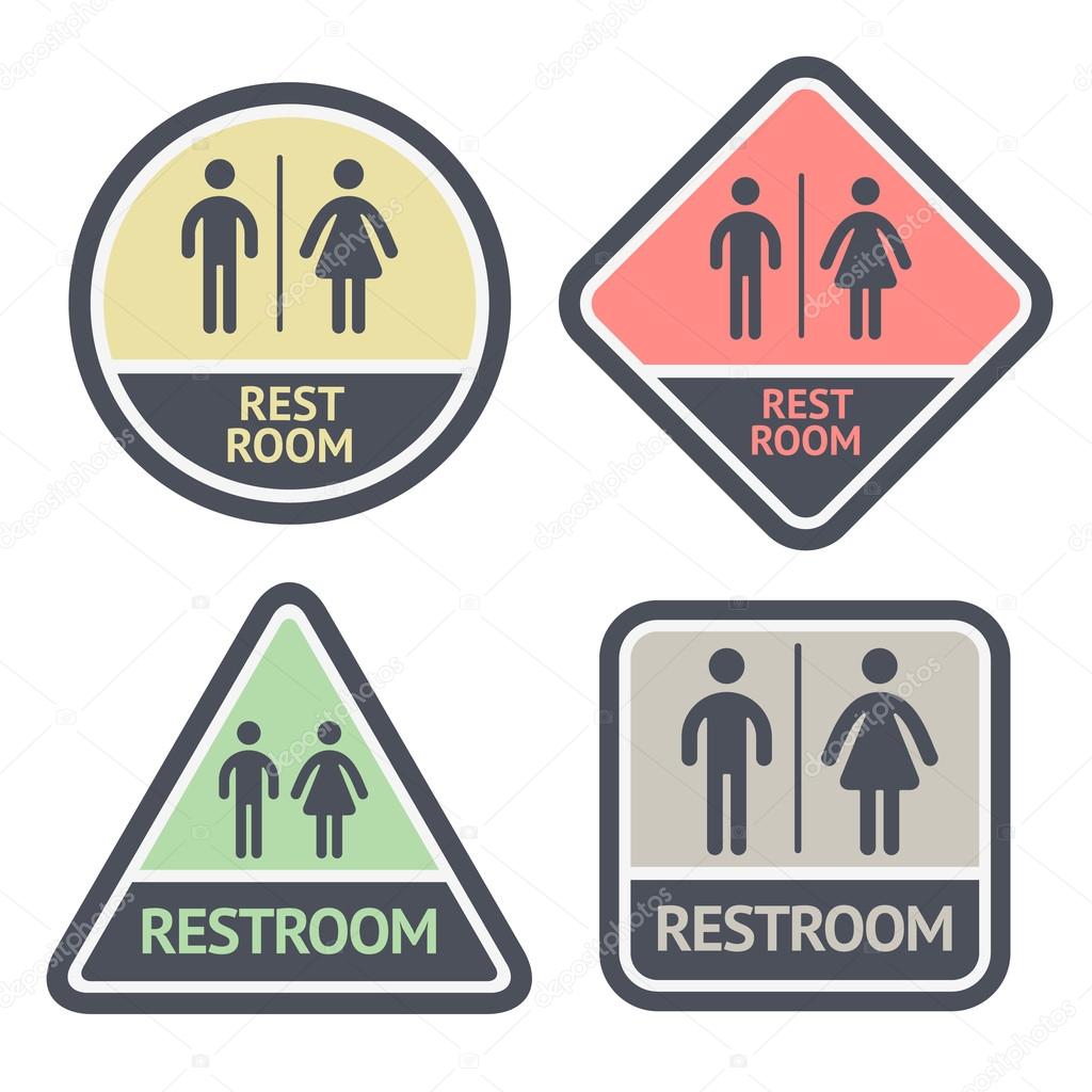 Restroom flat symbols set