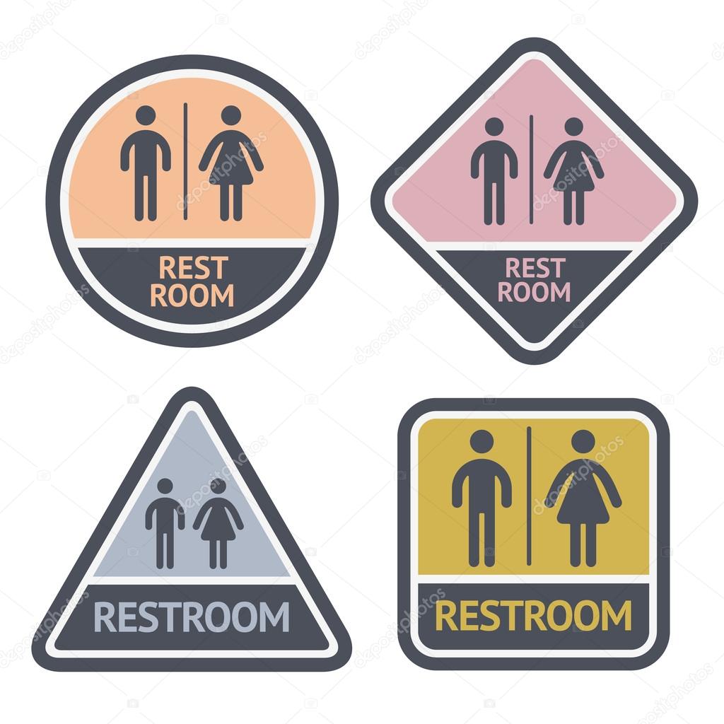 Restroom symbols set, flat symbols