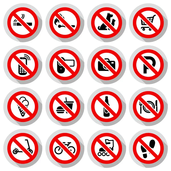 Prohibited symbols set — Stock Vector